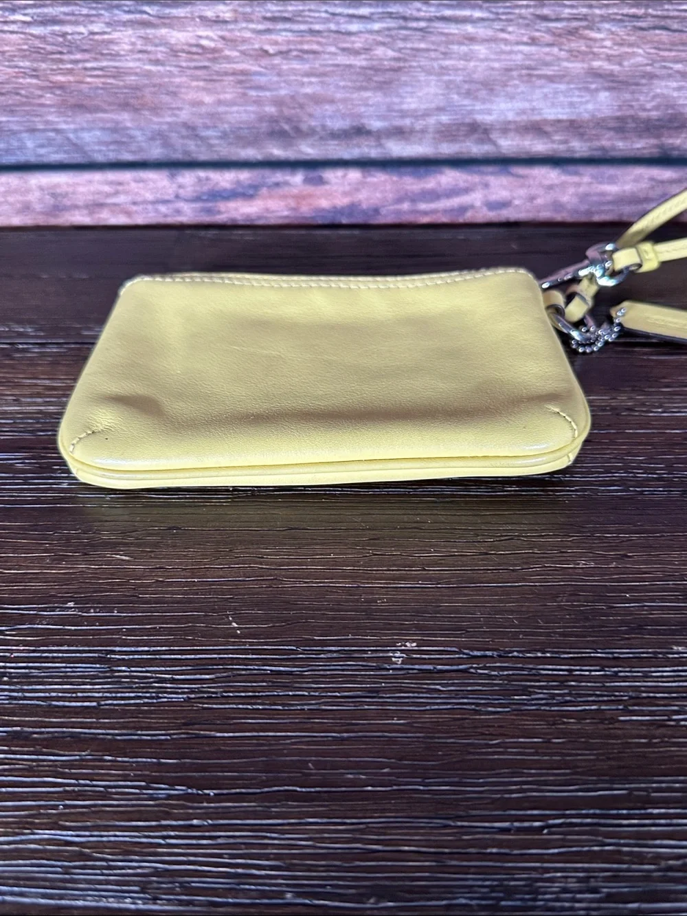 Coach Lemon Yellow Leather Wristlet Clutch